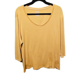 St John's Bay Gold 3/4 Sleeve V-Neck Top